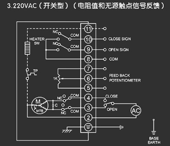 220VAC開關(guān)型<a href='http://www.tbzzf.cn/Product/diefa/diandongdiefa/' target='_blank'>電動(dòng)<a href='http://www.tbzzf.cn/Product/diefa/' target='_blank'>蝶閥</a></a>接線圖