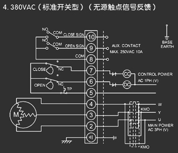 380VAC標(biāo)準(zhǔn)開關(guān)型<a href='http://www.tbzzf.cn/Product/diefa/diandongdiefa/' target='_blank'>電動(dòng)<a href='http://www.tbzzf.cn/Product/diefa/' target='_blank'>蝶閥</a></a>接線圖